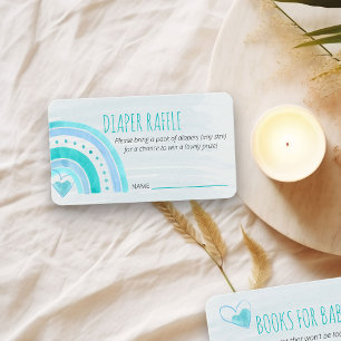 Diaper Raffle Poem Turquoise Rainbow Baby Shower Enclosure Card