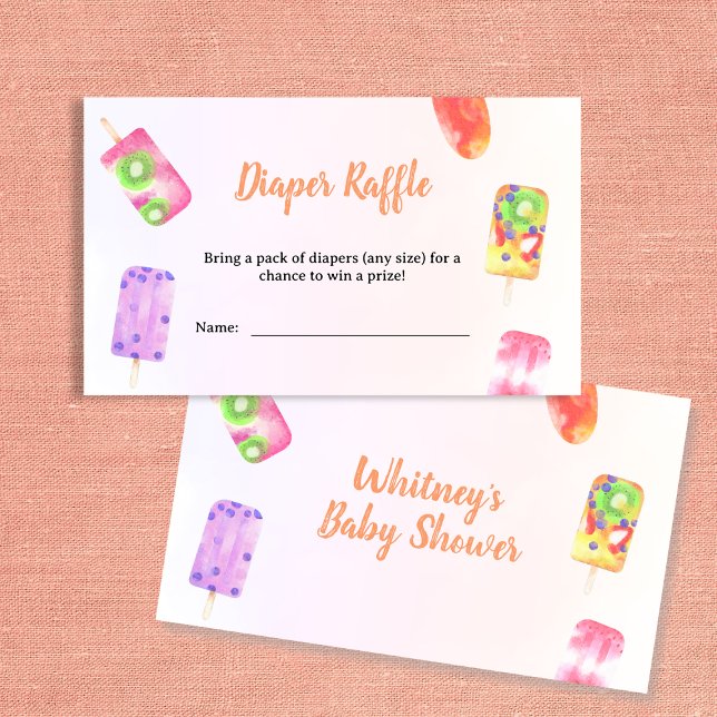 Diaper Raffle Popsicle Watercolor Baby Shower Enclosure Card (Diaper Raffle Popsicle Watercolor Baby Shower Enclosure Card)
