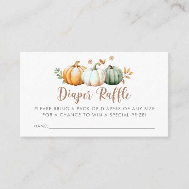 Diaper Raffle | Pumpkin Autumn Fall Baby Shower Enclosure Card (Front)