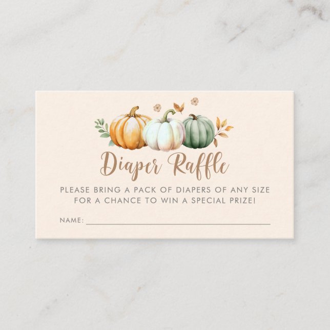 Diaper Raffle | Pumpkin Fall Foliage Baby Shower Enclosure Card (Front)