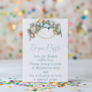 Diaper Raffle rainbow Air Balloon Baby Shower Enclosure Card