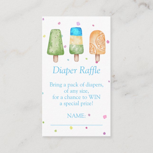 Diaper Raffle Ready to Pop Summer Boy Baby Shower Enclosure Card (Front)
