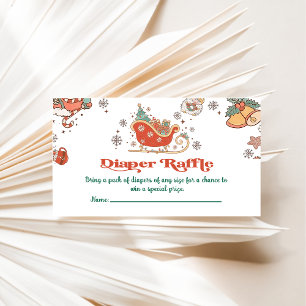 Diaper Raffle Retro Christmas Baby Shower Party Enclosure Card
