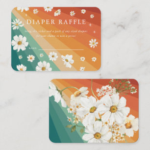 Diaper Raffle   Retro Daisy Rainbow Baby Shower Enclosure Card