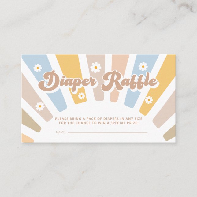 Diaper Raffle Retro Groovy Pink Baby Shower Enclosure Card (Front)