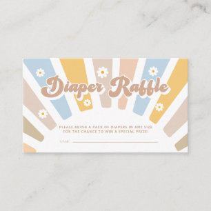 Diaper Raffle Retro Groovy Pink Baby Shower Enclosure Card