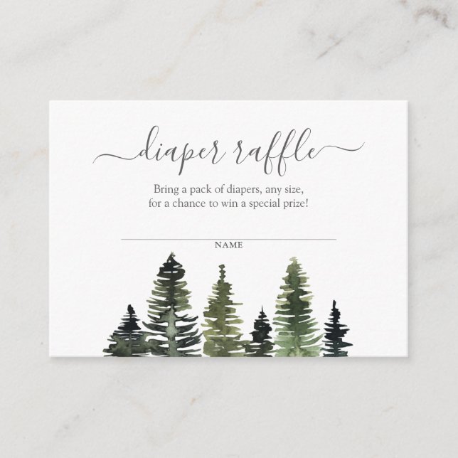 Diaper Raffle Rustic Woodland Baby Shower Enclosure Card (Front)