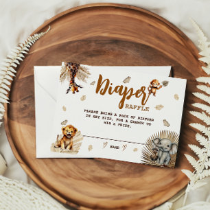 Diaper Raffle Safari Cute Animals Boho Baby Shower Enclosure Card