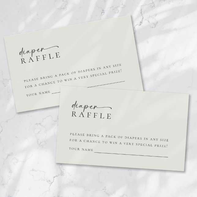Diaper Raffle Sage Green Minimalist Baby Shower Enclosure Card (Creator Uploaded)