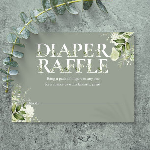 Diaper Raffle Sage Greenery Baby Shower Enclosure Card