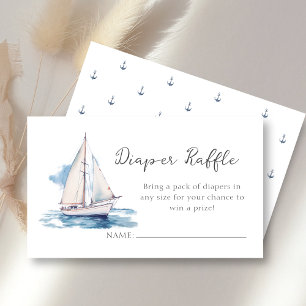 Diaper Raffle Sail Boat Baby Shower Enclosure Card