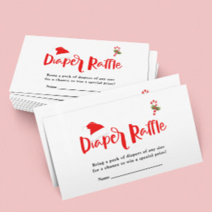Diaper Raffle Santa Christmas Winter Baby Shower   Enclosure Card