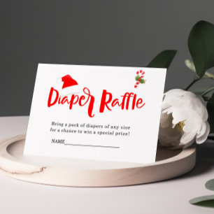 Diaper Raffle Santa Christmas Winter Baby Shower   Enclosure Card