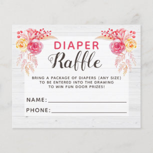 Diaper Raffle Shabby Chic Rustic Baby Shower Game Flyer