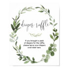 Diaper raffle sign baby shower greenery wreath