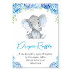 Diaper Raffle Sign Blue Elephant Baby Boy Shower