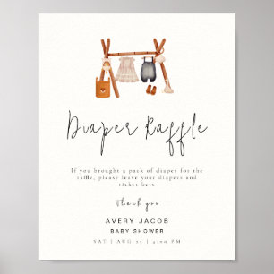 Diaper Raffle Sign   Boho Clothes Baby Shower 