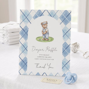 Diaper Raffle Sign Golfing Blue Baby Shower