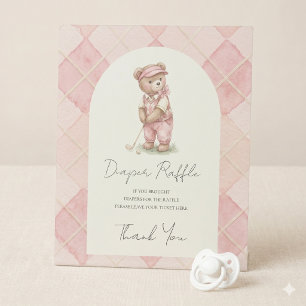 Diaper Raffle Sign Golfing Pink Baby Shower