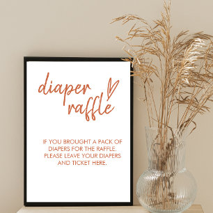 Diaper Raffle Sign Minimal Boho Heart Terracotta