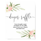 Diaper raffle sign pink greenery gold elegant