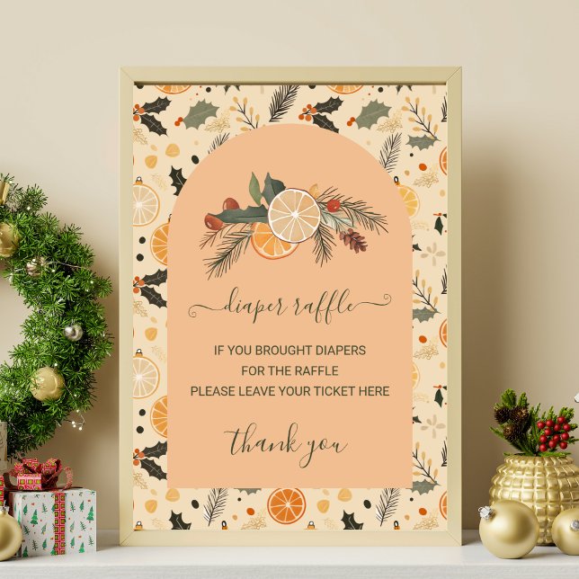 Diaper Raffle Sign Winter Citrus Baby Shower  (Creator Uploaded)