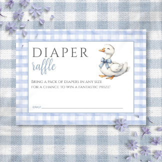 Diaper Raffle Silly Goose Blue Boy Baby Shower Enclosure Card