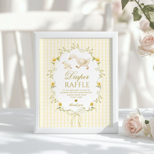 Diaper raffle Silly Goose gender neutral gingham Poster