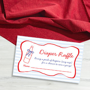 Diaper Raffle Soda Bottle Red & Blue Baby Shower Enclosure Card