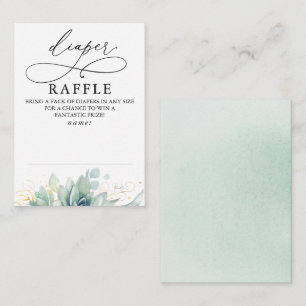 Diaper Raffle Soft Greenery Baby Shower Ticket Enc Enclosure Card