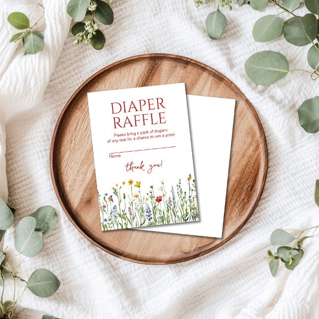Diaper Raffle Spring Flowers Baby Shower Enclosure Card (Creator Uploaded)