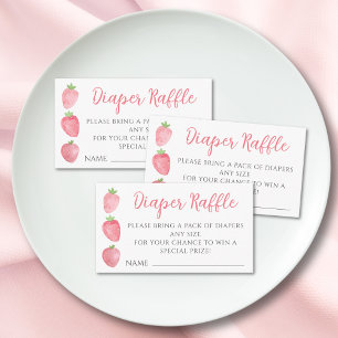 Diaper Raffle Strawberry Baby Shower Enclosure Card