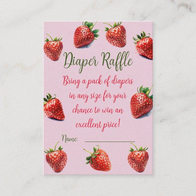Diaper raffle Strawberry baby shower Enclosure Card (Front)