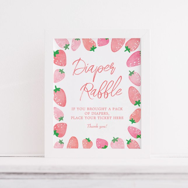 Diaper Raffle Strawberry Baby Shower  Poster (Creator Uploaded)
