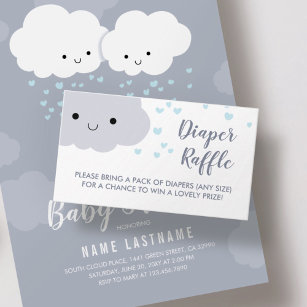 Diaper Raffle Stylish Clouds Baby Shower Enclosure Card