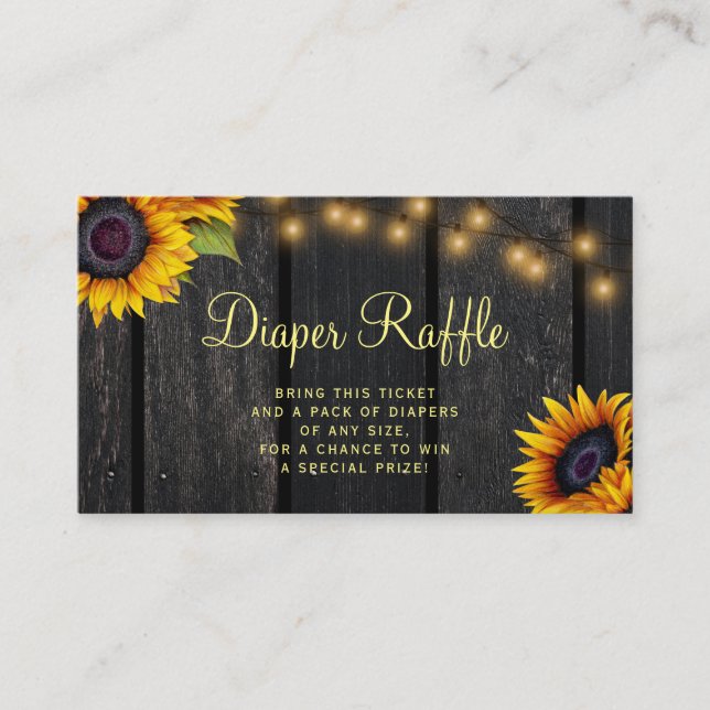 Diaper raffle sunflowers baby shower enclosure card (Front)