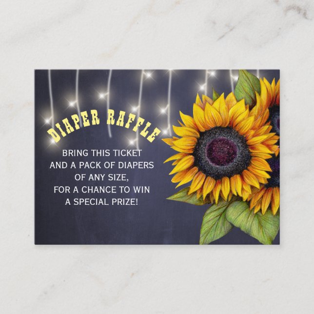 Diaper raffle sunflowers baby shower insert card (Front)