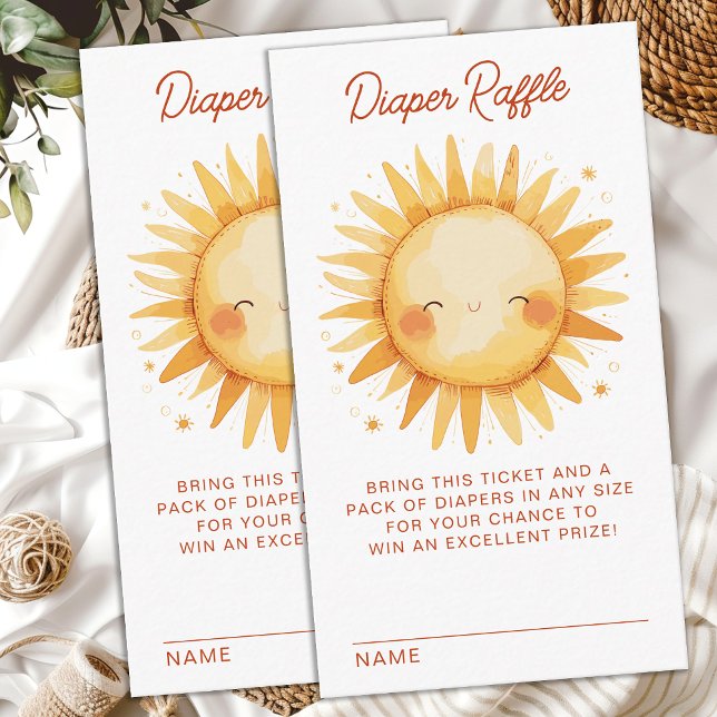Diaper Raffle Sunshine Boho Cute Sun Baby Shower Enclosure Card (Creator Uploaded)