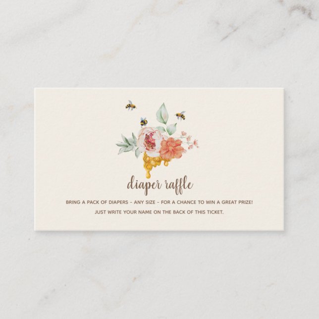 Diaper Raffle Sweet As Can Bee Honey Baby Shower  Enclosure Card (Front)