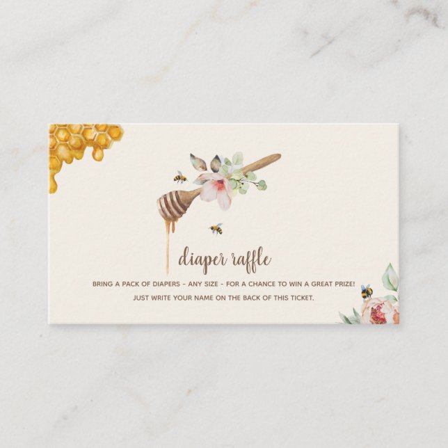 Diaper Raffle Sweet As Can Bee Honey Wand Baby Enclosure Card (Front)