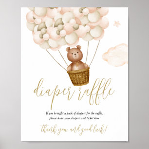 Diaper Raffle Teddy Bear Baby Shower Sign