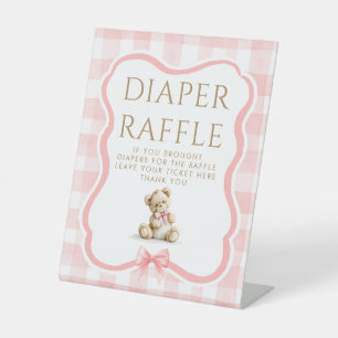 Diaper Raffle Teddy Bear Baby Shower Table Sign