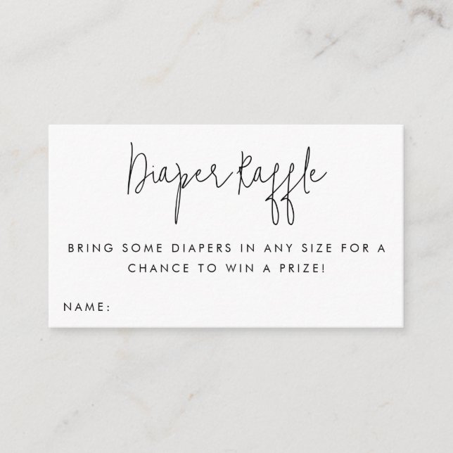 Diaper Raffle Ticket Baby Shower Insert Card (Front)