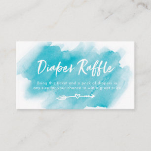 Diaper Raffle ticket   Blue watercolor Enclosure Card