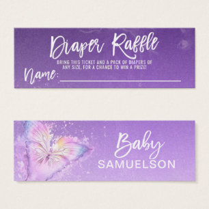 DIAPER RAFFLE Ticket Butterfly Purple Baby Shower
