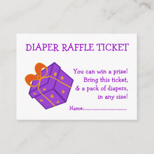 Diaper Raffle Ticket Cute Present for Baby Girl Enclosure Card