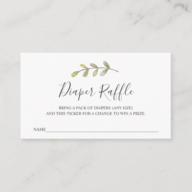 Diaper Raffle Ticket for Baby Shower Enclosure Card (Front)