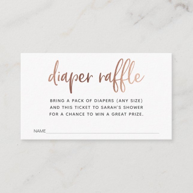 Diaper Raffle Ticket for Baby Shower Enclosure Card (Front)