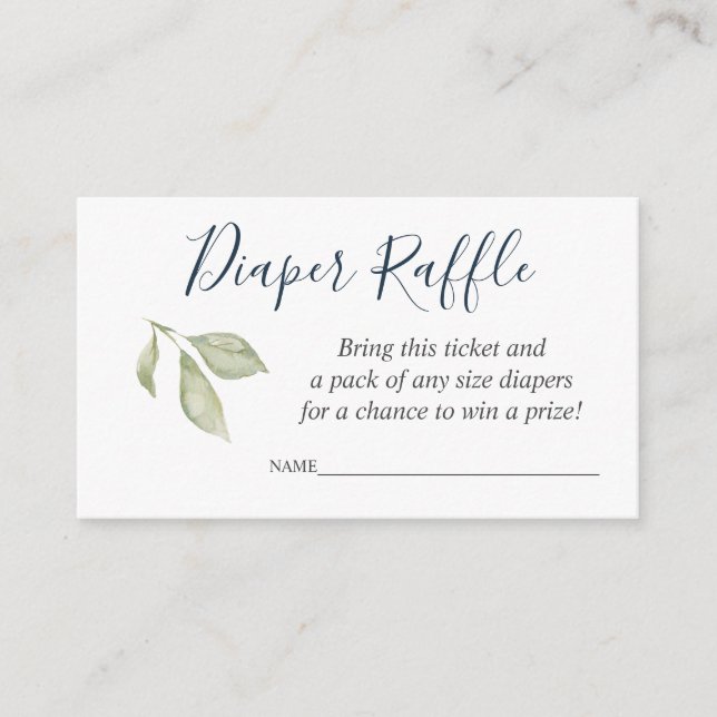 Diaper Raffle ticket for Baby Shower Enclosure Card (Front)