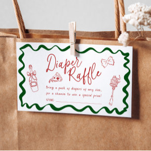 Diaper Raffle Ticket Italian Pizza Baby Shower Enclosure Card